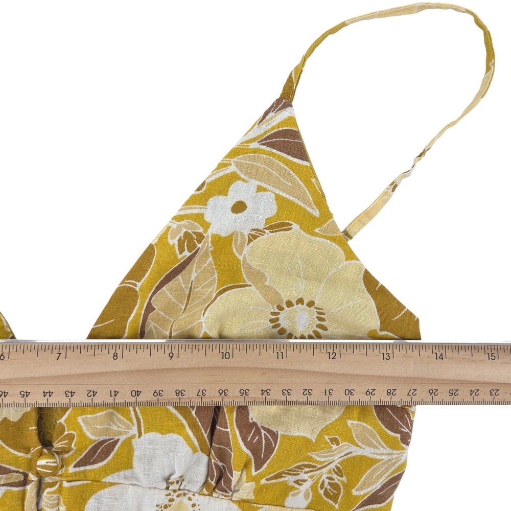 Abercrombie & Fitch Maxi Dress Yellow‎ Floral Tiered Smocked Slit Boho Summer S - Picture 5 of 12